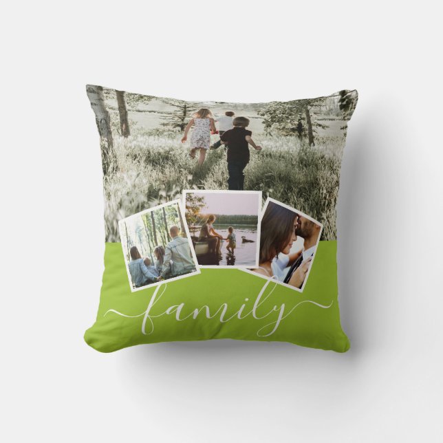Coussin 4 Famille de collages photo personnalisée (Recto)