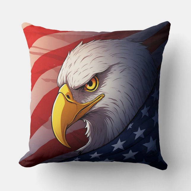 Coussin 4 juillet Aigle – Conception patriotique USA (Recto)