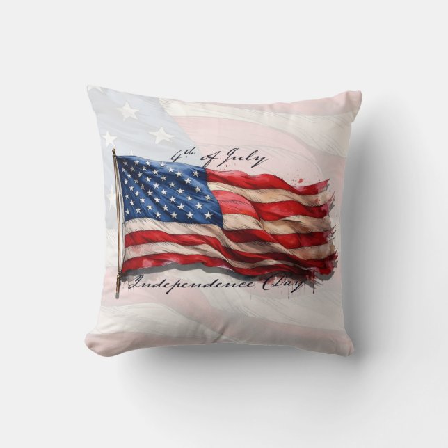 Coussin 4 juillet – Célébrez avec le drapeau américain (Recto)