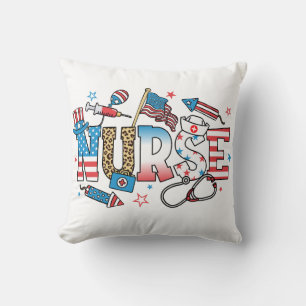 Coussin 4 juillet infirmière patriotique