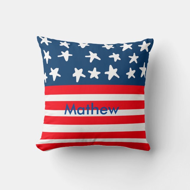 Coussin 4 juillet jour de l'indépendance ajouter nom texte (Recto)