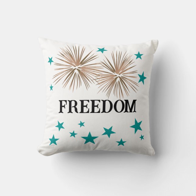 Coussin 4 juillet Unique Cuivre et Turquoise Rustique  (Recto)