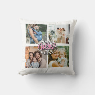 Coussin 4 Photo Collage Famille Mémoire Fête des Mères T-S