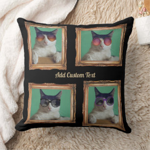 Coussin 4 Photo Collage Vintage Cadre Chats Animaux de fam