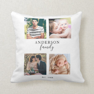 Coussin 4 Photo Famille Collage à la main Lettres Carrés P
