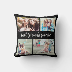 Coussin 4 Photo Meilleures Amies Pour Toujours Noir