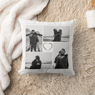 Coussin 4 photos collage anniversaire de mariage nom et da