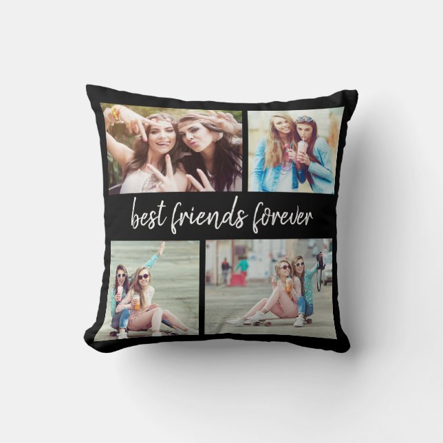 Coussin 4 photos Meilleurs amis Forever Black (Recto)