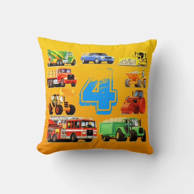 Coussin 4ème anniversaire de grands camions (Recto)