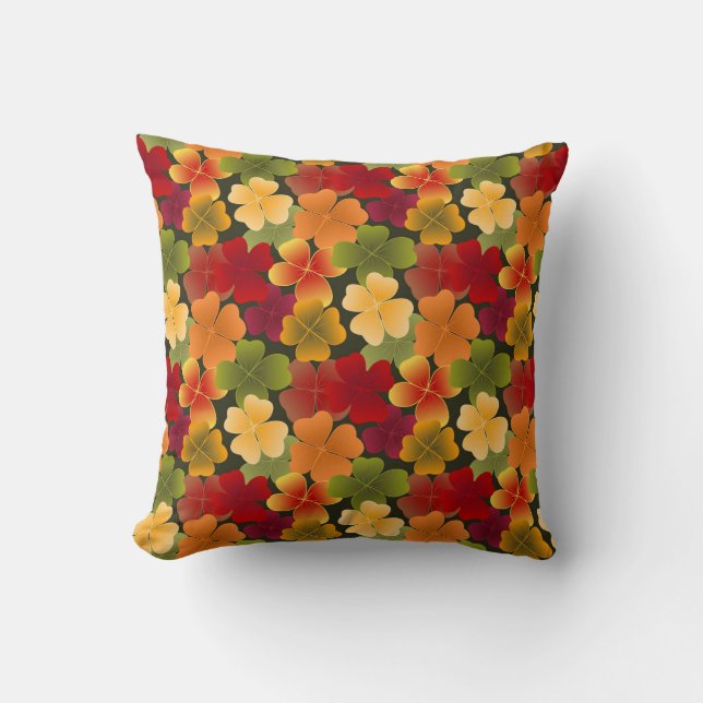 Coussin 4feuilles en couleurs d'automne (Recto)