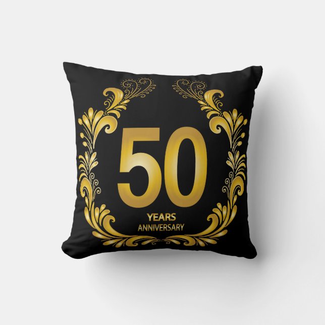 Coussin 50 Ans Anniversaire Paillettes Dorées (Recto)