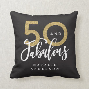 Coussin 50 ans et fabuleux 50e anniversaire noir or