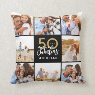 Coussin 50 ans et fabuleux anniversaire de la photo en or