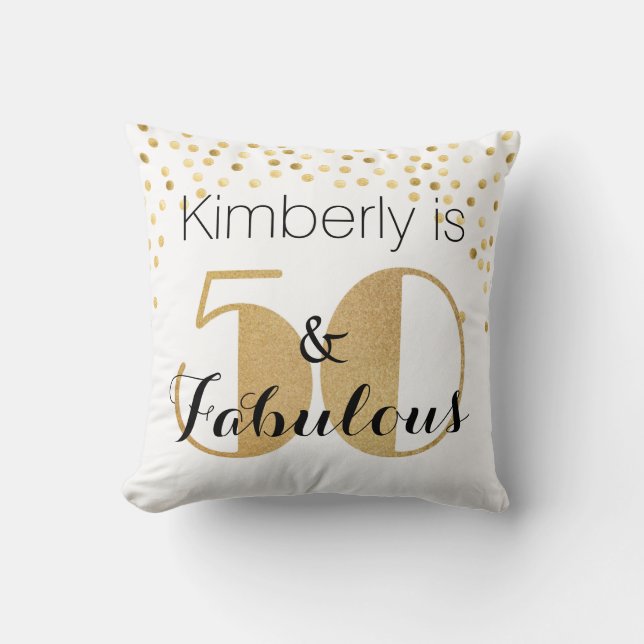 Coussin 50 ans et Fabuleux Fête d'anniversaire personnalis (Recto)