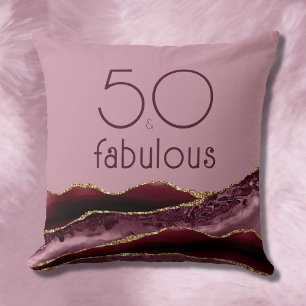 Coussin 50 et fabuleux 50e anniversaire Bourgogne rose Aga