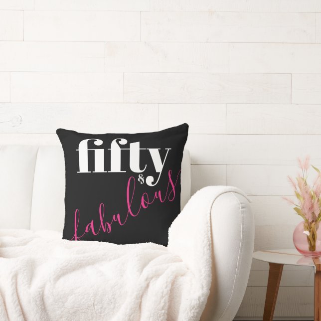 Coussin 50 et fabuleux Gras Texte blanc et rose (Canapé)