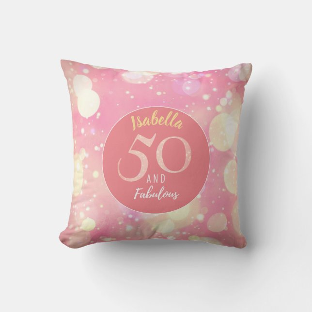 Coussin 50 et rose saumoné de scintillement fabuleux et or (Recto)