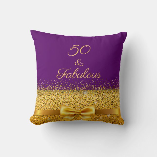 Coussin 50 fabuleux arc en or violet (Recto)