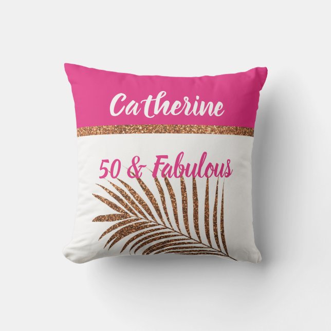 Coussin 50 & Fabuleux Nom Monogrammé Gold Parties scintill (Recto)