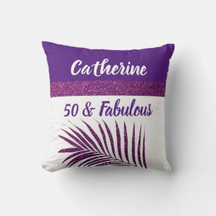 Coussin 50 & Fabuleux Nom Monogrammé Purple Parties scinti