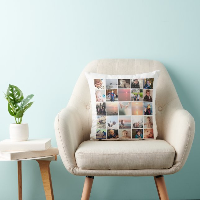 Coussin 50 Instagram Photo Collage Maintenir White Throw (Chaise)