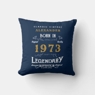 Coussin 50e 1973 Anniversaire Retro Blue Gold Légendaire