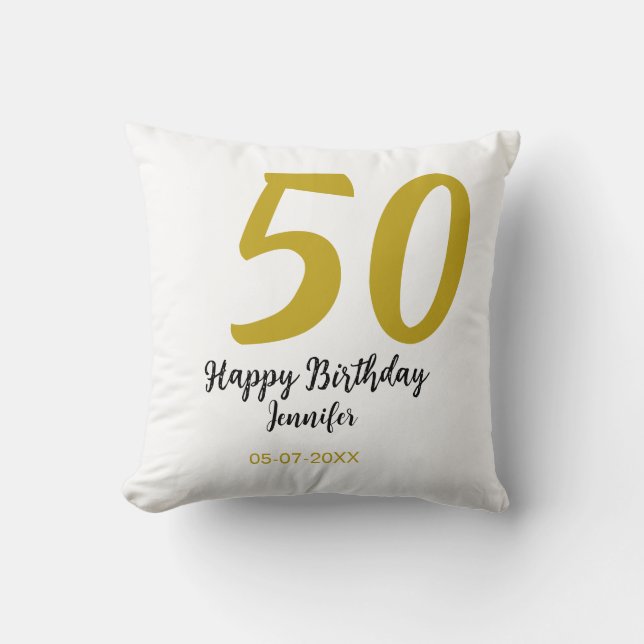 Coussin 50e anniversaire ajouter nom date année noire modè (Recto)