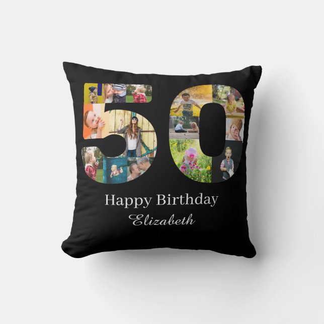 Coussin 50e anniversaire Créez votre propre photo personna (Recto)
