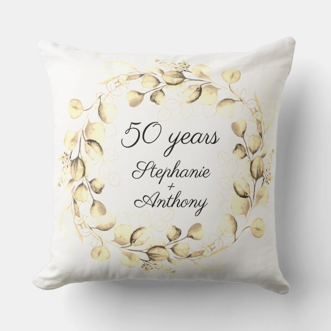 Coussin 50e anniversaire de l'Eucalyptus Mariage d'or (Recto)