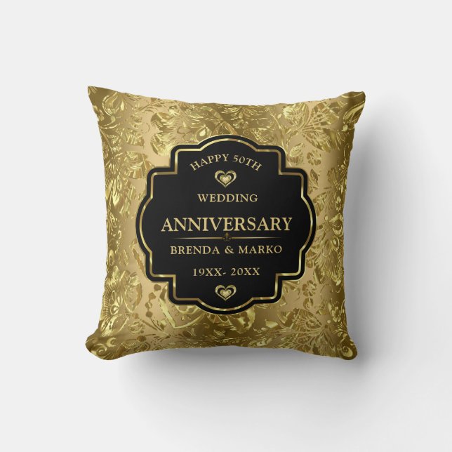 Coussin 50e anniversaire de mariage d'or (Recto)
