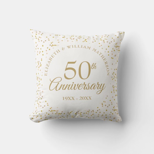 Coussin 50e anniversaire de mariage en or poussière Photo (Recto)