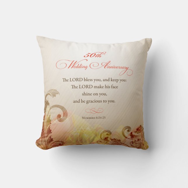 Coussin 50e anniversaire de mariage, que le Seigneur bénis (Recto)