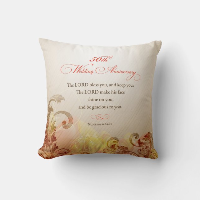Coussin 50e anniversaire de mariage, que le Seigneur bénis (Recto)