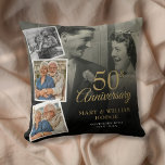 Coussin 50e anniversaire du Mariage 5 photo Collage<br><div class="desc">Personnalisez avec vos 5 photos préférées et vos détails spéciaux de célébration du 50e anniversaire de mariage d'or en typographie chic. Conçu par Thisisnotme©</div>