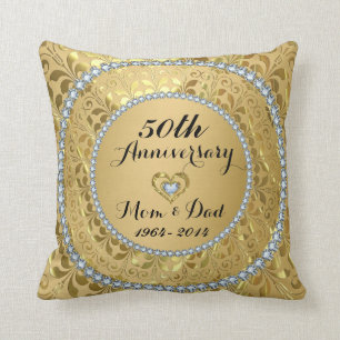 Coussin 50e anniversaire du Mariage Diamonds & Gold