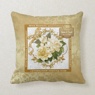 Coussin 50e anniversaire du Mariage Floral Gold