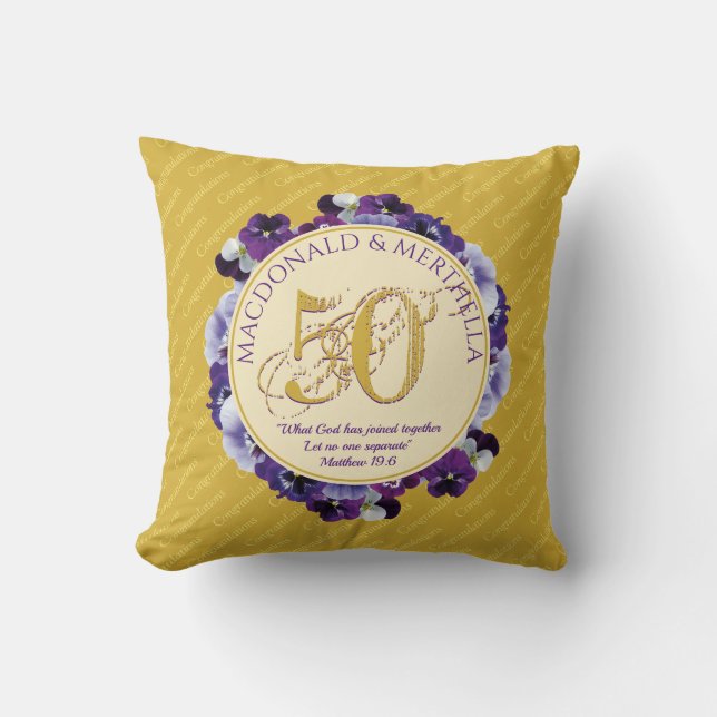Coussin 50e anniversaire du Mariage GOLDEN | Christian Thr (Recto)