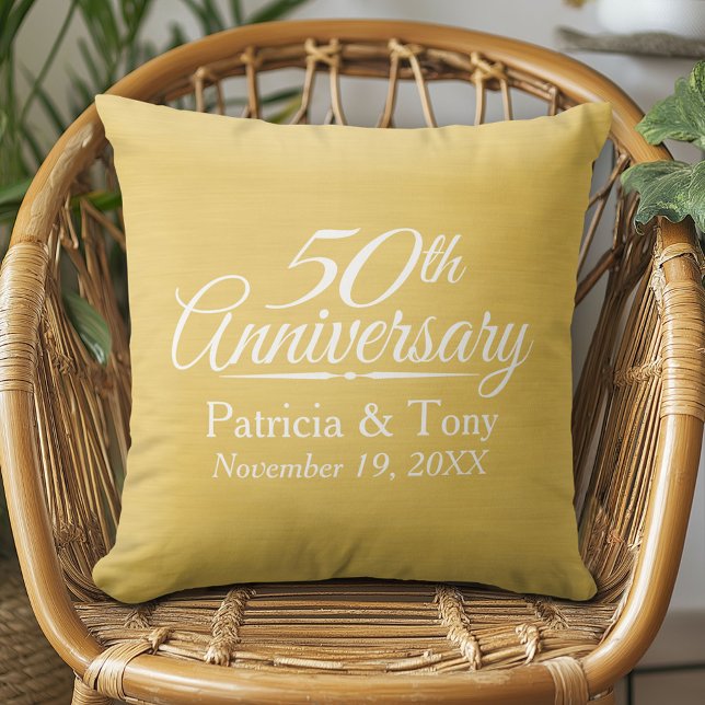 Coussin 50e anniversaire du Mariage Golden personnalisé (Custom Anniversary Pillow)