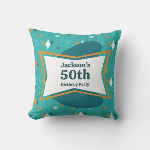 Coussin 50e anniversaire fête Retro Mid Century N'importe 