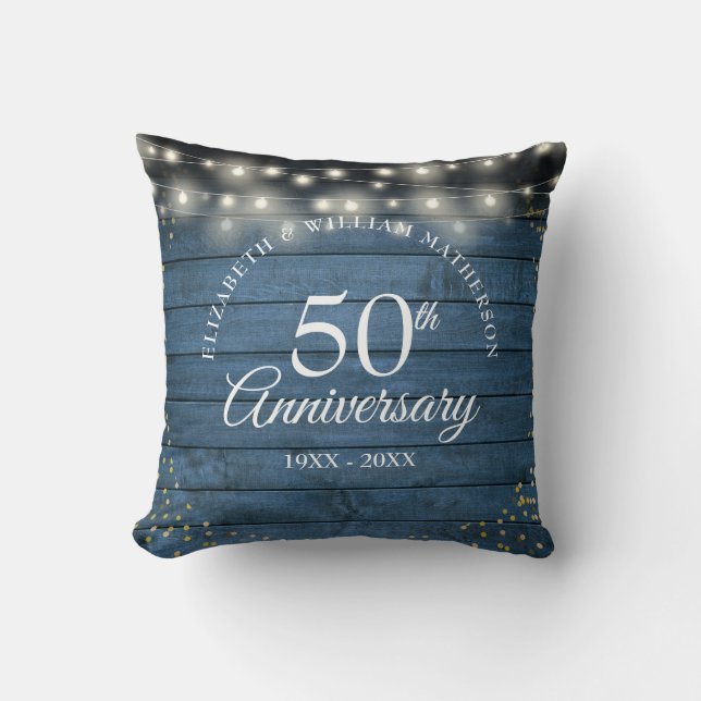 Coussin 50e Anniversaire Gold Dust String éclats rustique (Recto)