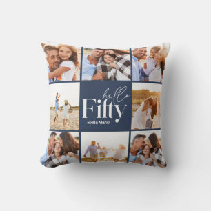 Coussin 50e anniversaire marine moderne photo collage simp