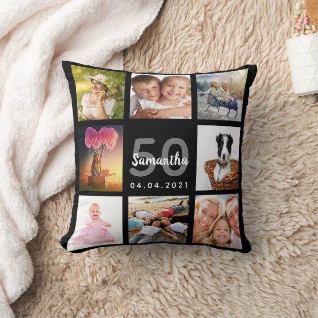 Coussin 50e anniversaire sur mesure photo collage femme no (Couverture)