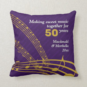 Coussin 50e Mariage GOLDEN  Sucré  NOTES MUSICALES
