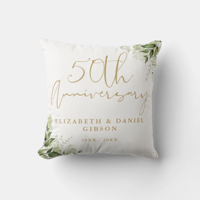 Coussin 50th Wedding Anniversary Greenery Floral Photo (Recto)