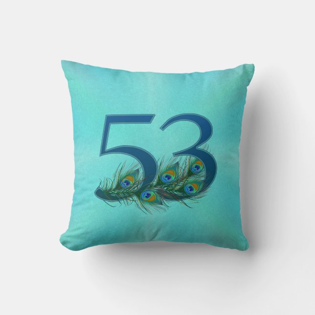 Coussin 53 Anniversaire Elégant Plume de Paon (Recto)