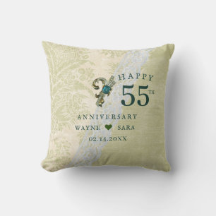 Coussin 55e anniversaire de mariage d'émeraude et de joail
