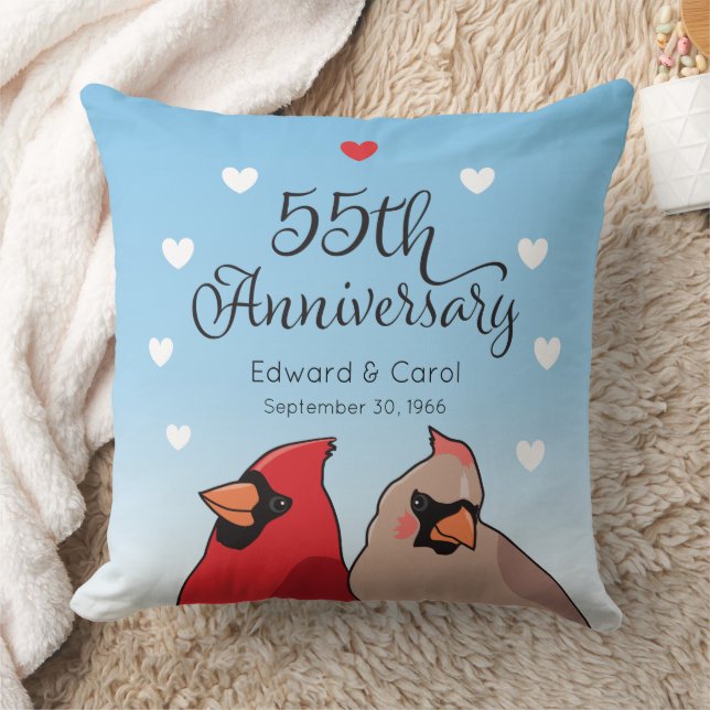 Coussin 55e anniversaire du Mariage, Cardinal Pair (Couverture)