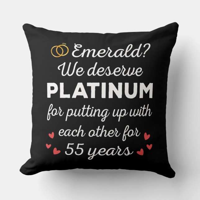Coussin 55e anniversaire du Mariage I - Emerald Funny Coup (Recto)