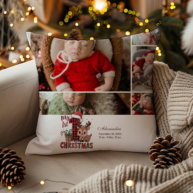 Coussin 5 Photo Plaid Renne Premier Noël (Créateur téléchargé)