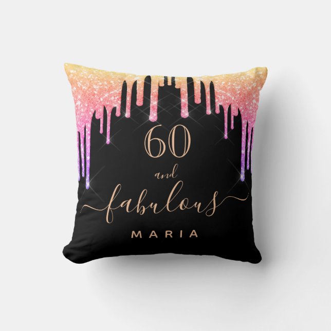 Coussin 60 fabuleuse parties scintillant d'anniversaire no (Recto)